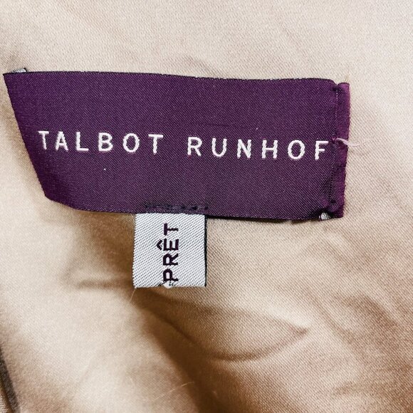 TALBOT RUNHOF Designer Dress Sz 8/38 Satin Ruched Long Sleeve Cocktail Metallic‎ - Picture 3 of 10